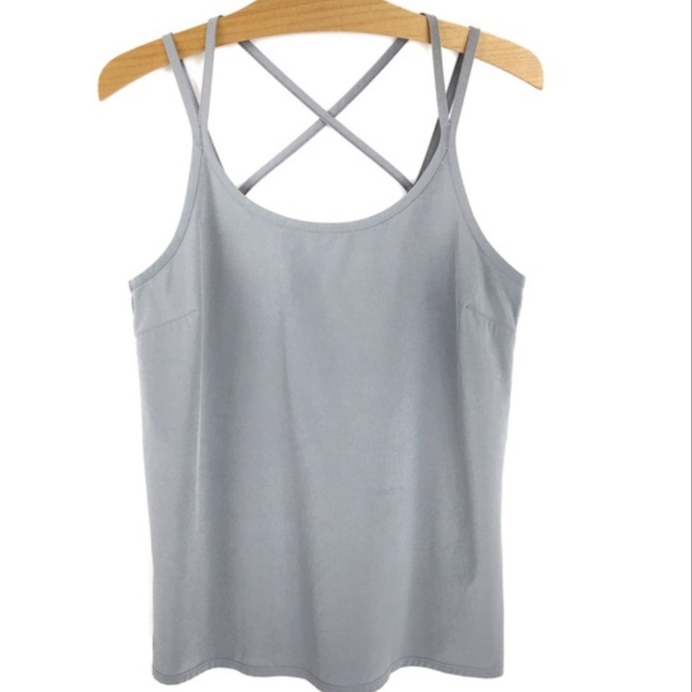 Athleta Move It Strappy Casual Criss Cross grey Tank top size M